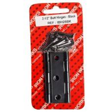 2 1/2" Carded Butt Hinges Black