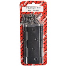 4" Carded Butt Hinges Black