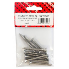 10 X 2 Stainless Steel A2 Woodscrews (8 Per Pack)