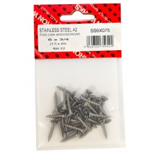 6 X 3/4  Stainless Steel A2 Woodscrews (22 Per Pack)